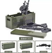 J20 - Russische wapenkist met 4x een DP28 - Custom printed - WW2 Bouwstenen - Lego fit - WW2 - Soldaten - Militair - Tank - Army - Bouwstenen - Wapens - Geweren - Brick - Tweede Wereld Oorlog - Mini-figures - Leger - Duits - Navy Seals