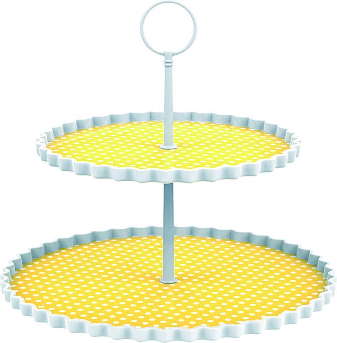 Zak!Designs Etagere Dotty - 2-laags - Ø 21 en 27 cm - Hoogte 23 cm - Geel