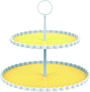 Zak!Designs Etagere Dotty - 2-laags - Ø 21 en 27 cm - Hoogte 23 cm - Geel