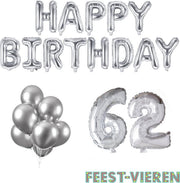 62 jaar Verjaardag Versiering Ballon Pakket Zilver