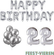 22 jaar Verjaardag Versiering Ballon Pakket Zilver