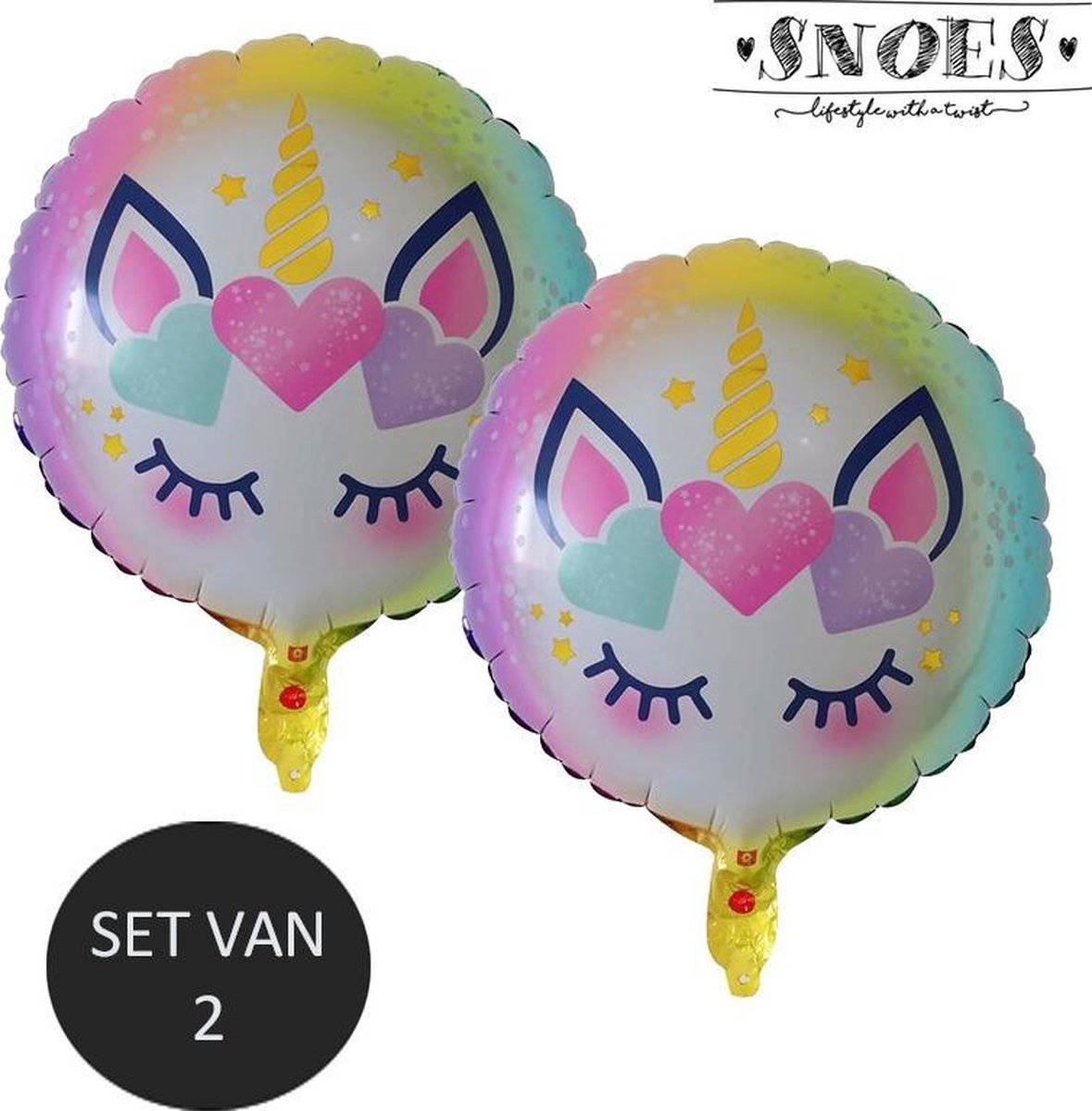 Unicorn Ronde ballon set Snoes Gold Heart Unicorn Rainbow* Eenhoorn ballonnen set van 2 * Verjaardag * Thema Feest * Eenhoorn verjaarjaardag * Paarden meisjes