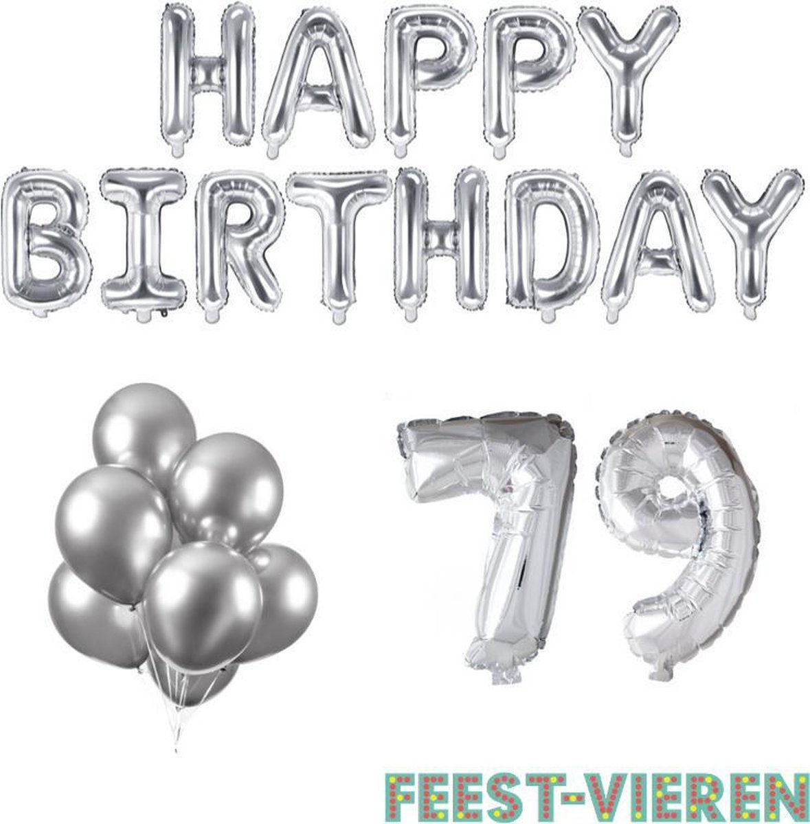 79 jaar Verjaardag Versiering Ballon Pakket Zilver