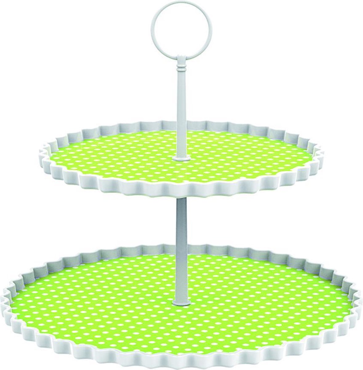 Zak!Designs Etagere Dotty - 2-laags - Ø 21 en 27 cm - Hoogte 23 cm - Groen