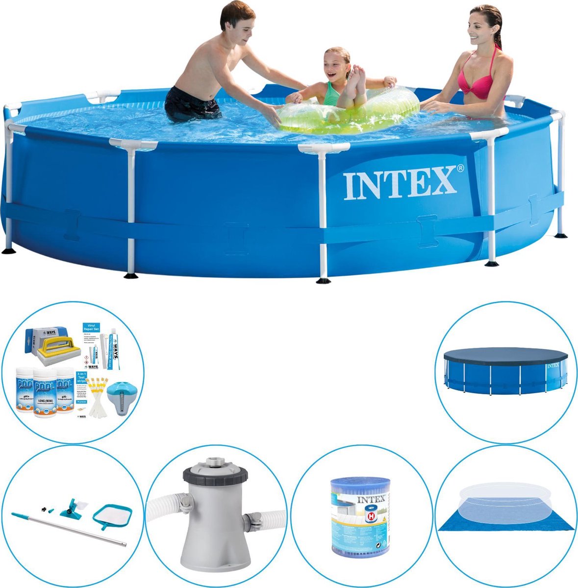 Zwembad Combi Deal - Intex Metal Frame Rond 305x76 cm