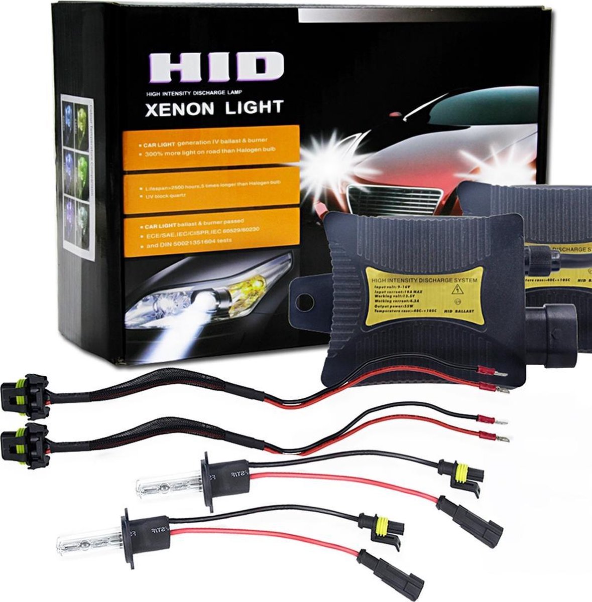 55W H1 6000K 3200LM HID Xenon lichtconversiekit met hoge intensiteit ontladingslamp Slim ballast