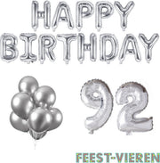 92 jaar Verjaardag Versiering Ballon Pakket Zilver