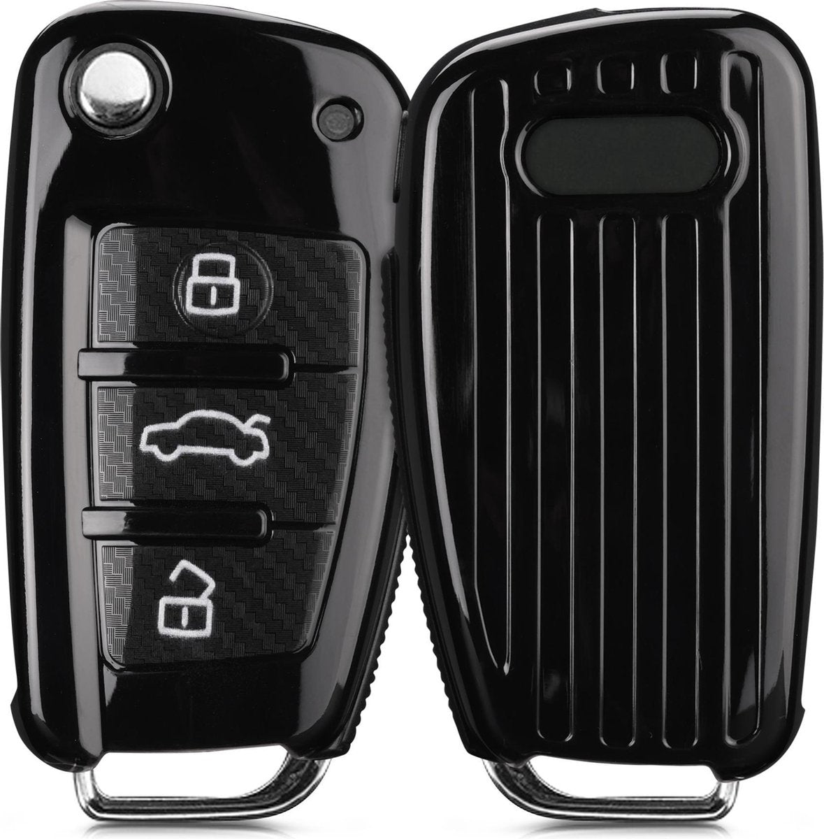 kwmobile autosleutelhoes voor Audi 3-knops autosleutel - TPU beschermhoes in zwart - Carbon design