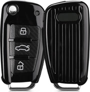 kwmobile autosleutelhoes voor Audi 3-knops autosleutel - TPU beschermhoes in zwart - Carbon design
