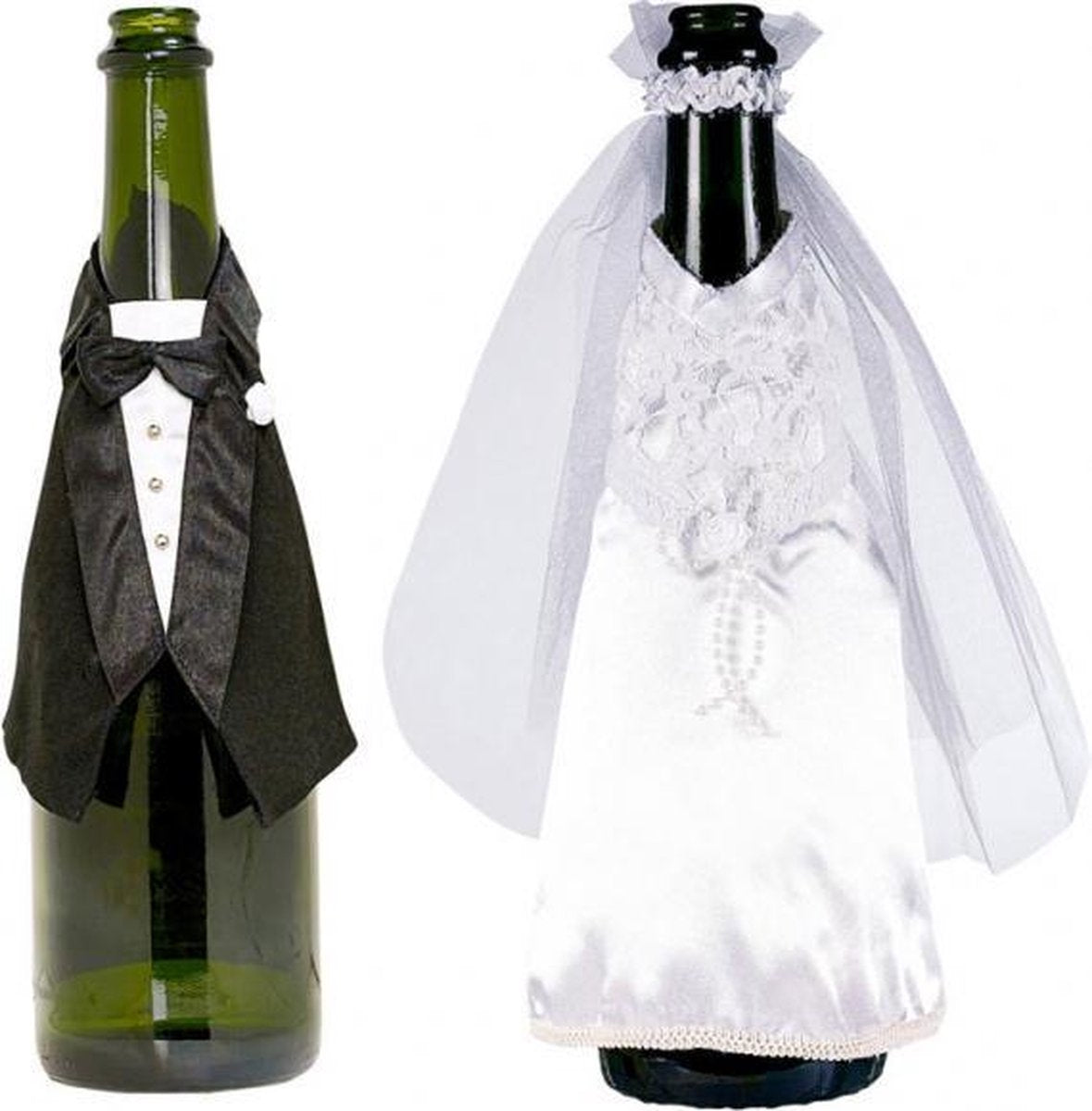 Amscan Kleertjes Champagneflessen Bruid En Bruidegom - 2 stuks
