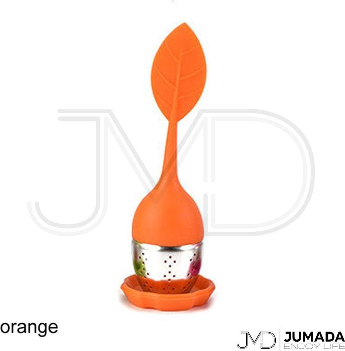 Jumada's Thee-Eitjes - Theezeefje - Theeblaadje Voor Losse Thee - Inclusief Houder - Per Stuk - Oranje