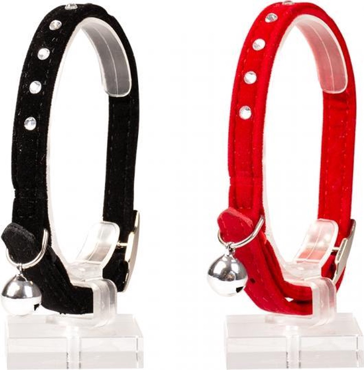 Duvo+ Kattenhalsband diamanten Rood 20-30cm / 10mm
