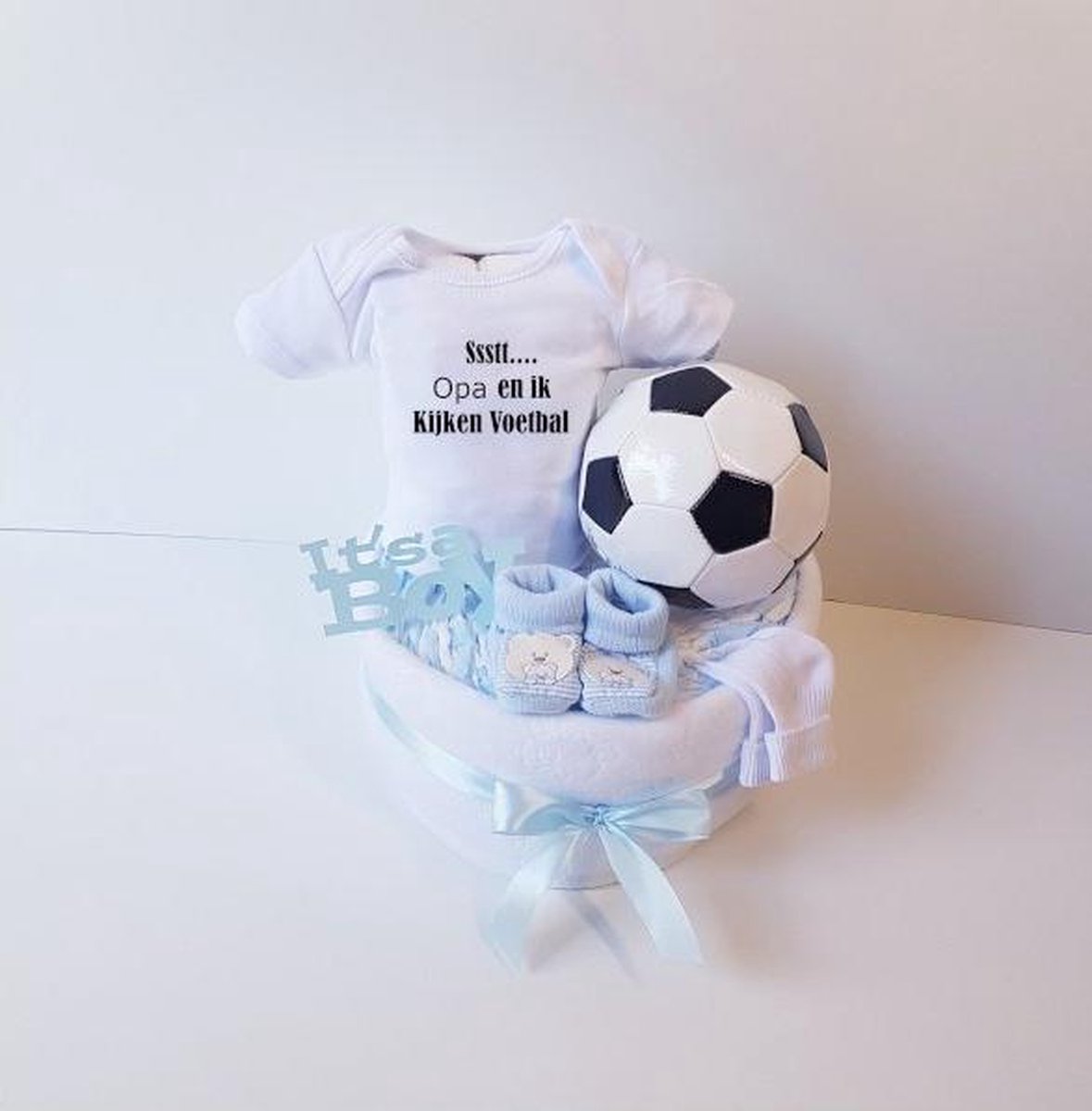 Voetbal Luiertaart Ssst Opa En Ik Kijken Voetbal | Kraamcadeau | Kraampakket | Baby Cadeau