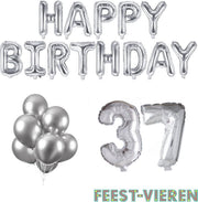 37 jaar Verjaardag Versiering Ballon Pakket Zilver