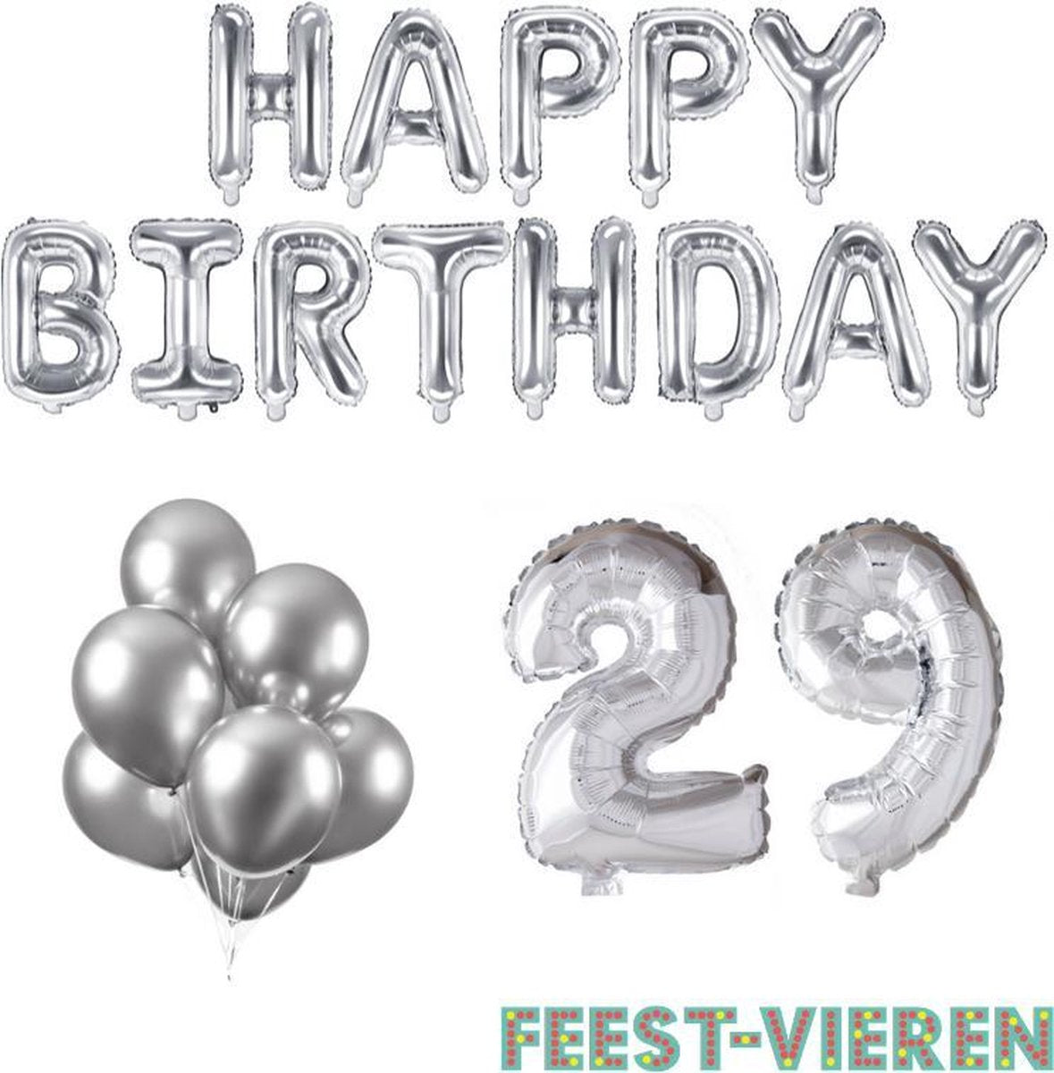 29 jaar Verjaardag Versiering Ballon Pakket Zilver