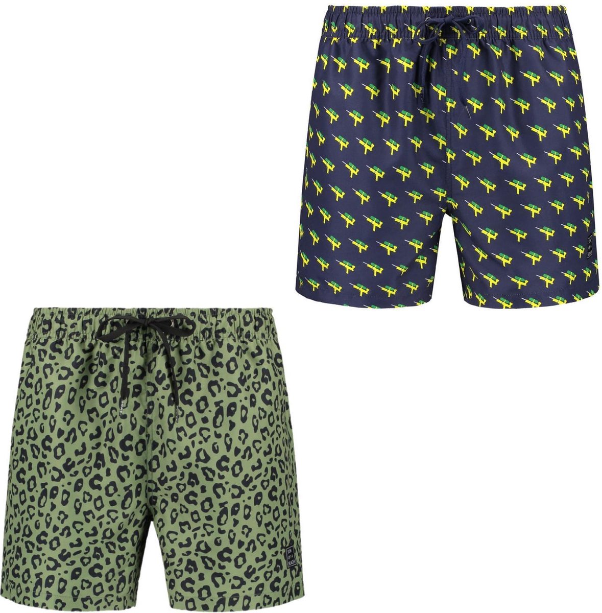 Son of a Beach waterpistool en panterprint heren zwembroeken - blauw - groen - maat S