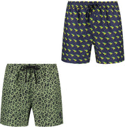 Son of a Beach waterpistool en panterprint heren zwembroeken - blauw - groen - maat S