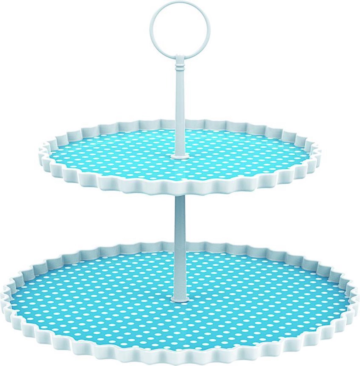 Zak!Designs Etagere Dotty - 2-laags - Ø 21 en 27 cm - Hoogte 23 cm - Blauw