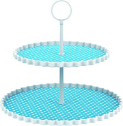 Zak!Designs Etagere Dotty - 2-laags - Ø 21 en 27 cm - Hoogte 23 cm - Blauw