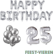 25 jaar Verjaardag Versiering Ballon Pakket Zilver