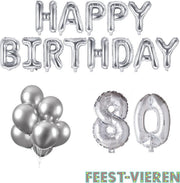 80 jaar Verjaardag Versiering Ballon Pakket Zilver