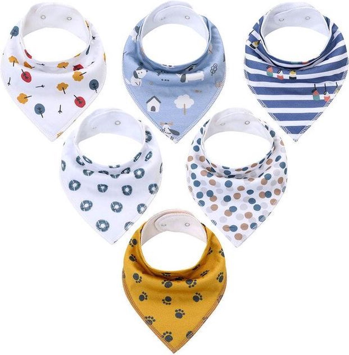 JillyBee - Slab - Slabbetje - Slabber - Bandana - 6pack - Hondenpoot - Hond - Stippen
