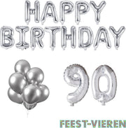 90 jaar Verjaardag Versiering Ballon Pakket Zilver