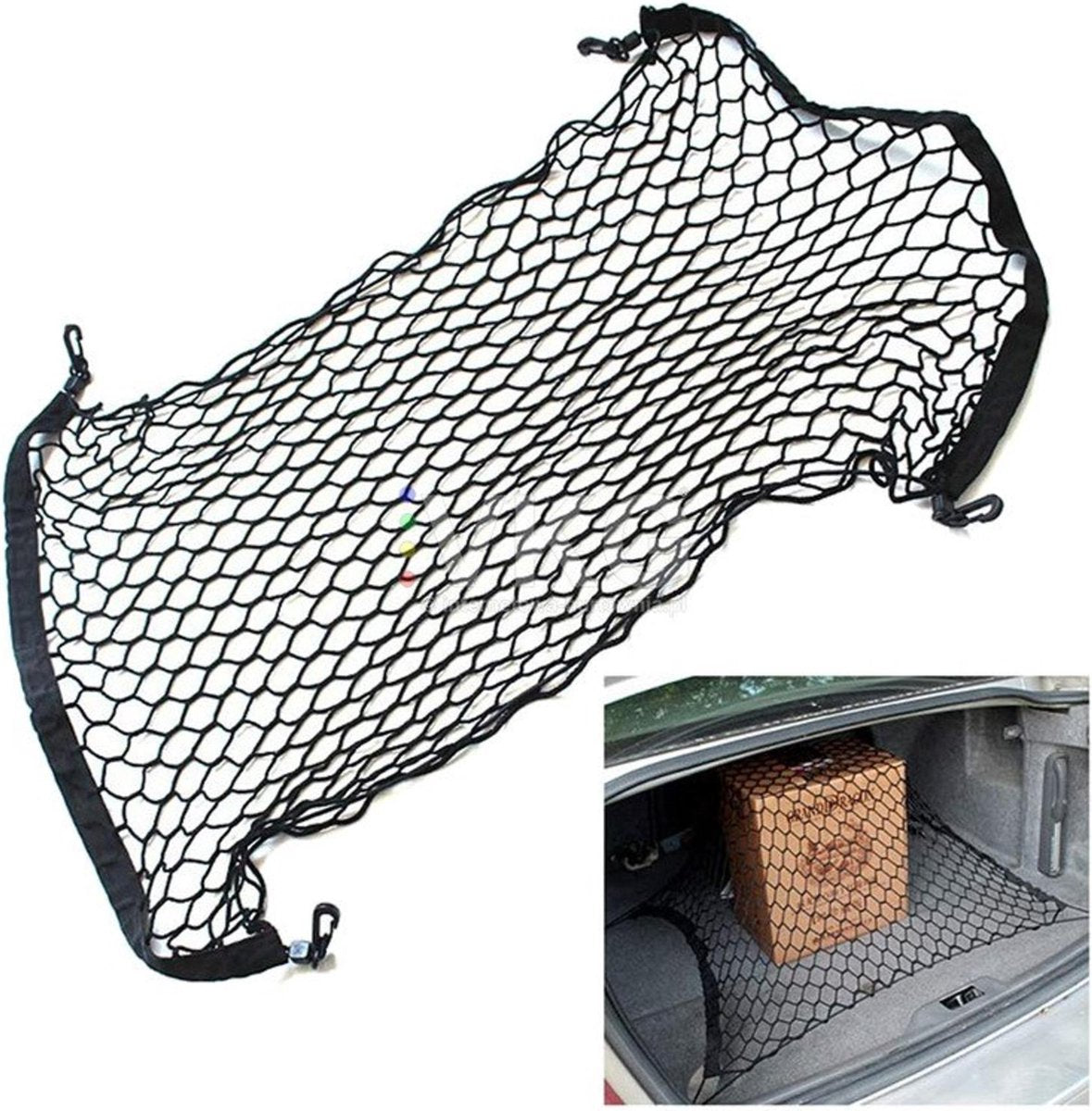 A&K Universele auto kofferbak cargo organizer net - 4 schroef pluggen meegeleverd - Bagagenet - Kofferbaknet - 110 x 42 cm !