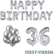 36 jaar Verjaardag Versiering Ballon Pakket Zilver