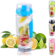 relaxdays waterfles met fruit filter - drinkbus met infuser - BPA-vrij - fruitwater blauw