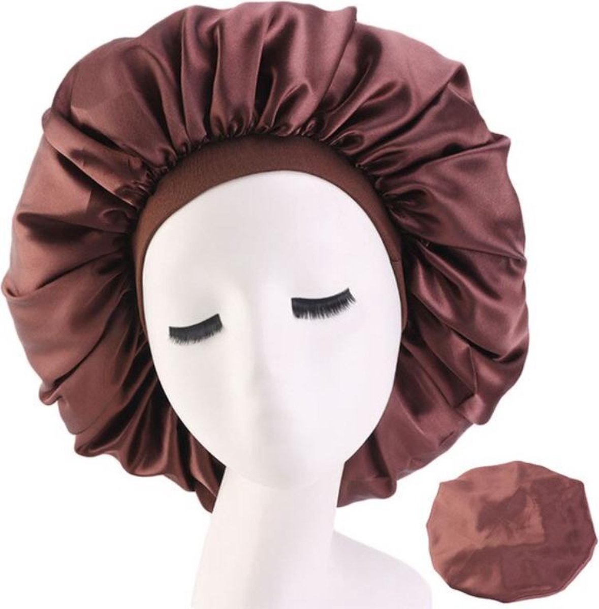Bonnet Satijn - Polyester XXL|Slaapmuts Satijn|Hoofddeksel|Unisex|Cabantis|Bruin