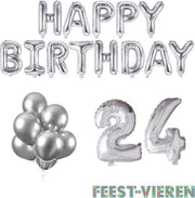 24 jaar Verjaardag Versiering Ballon Pakket Zilver