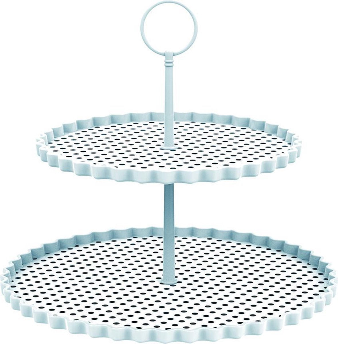 Zak!Designs Etagere Dotty - 2-laags - Ø 21 en 27 cm - Hoogte 23 cm - Wit