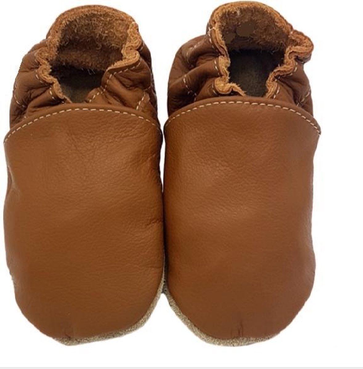 Leren baby slofjes – bruin maat L