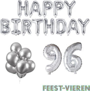 96 jaar Verjaardag Versiering Ballon Pakket Zilver