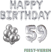 59 jaar Verjaardag Versiering Ballon Pakket Zilver