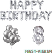 8 jaar Verjaardag Versiering Ballon Pakket Zilver