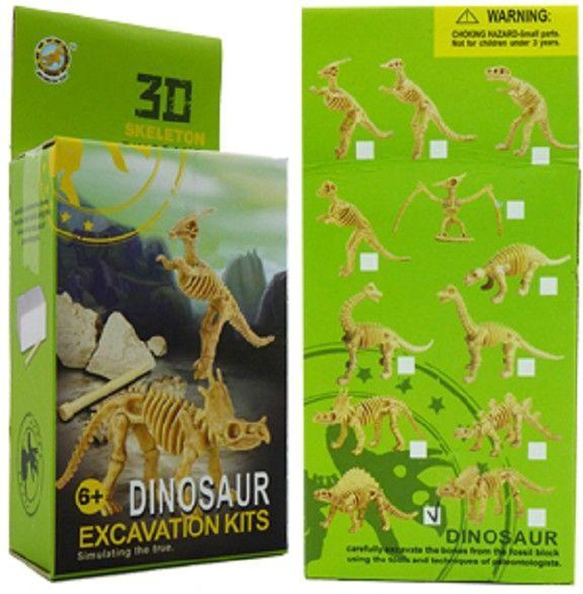 Dinoskelet uitbikken uit gipsblok 9x3x4c