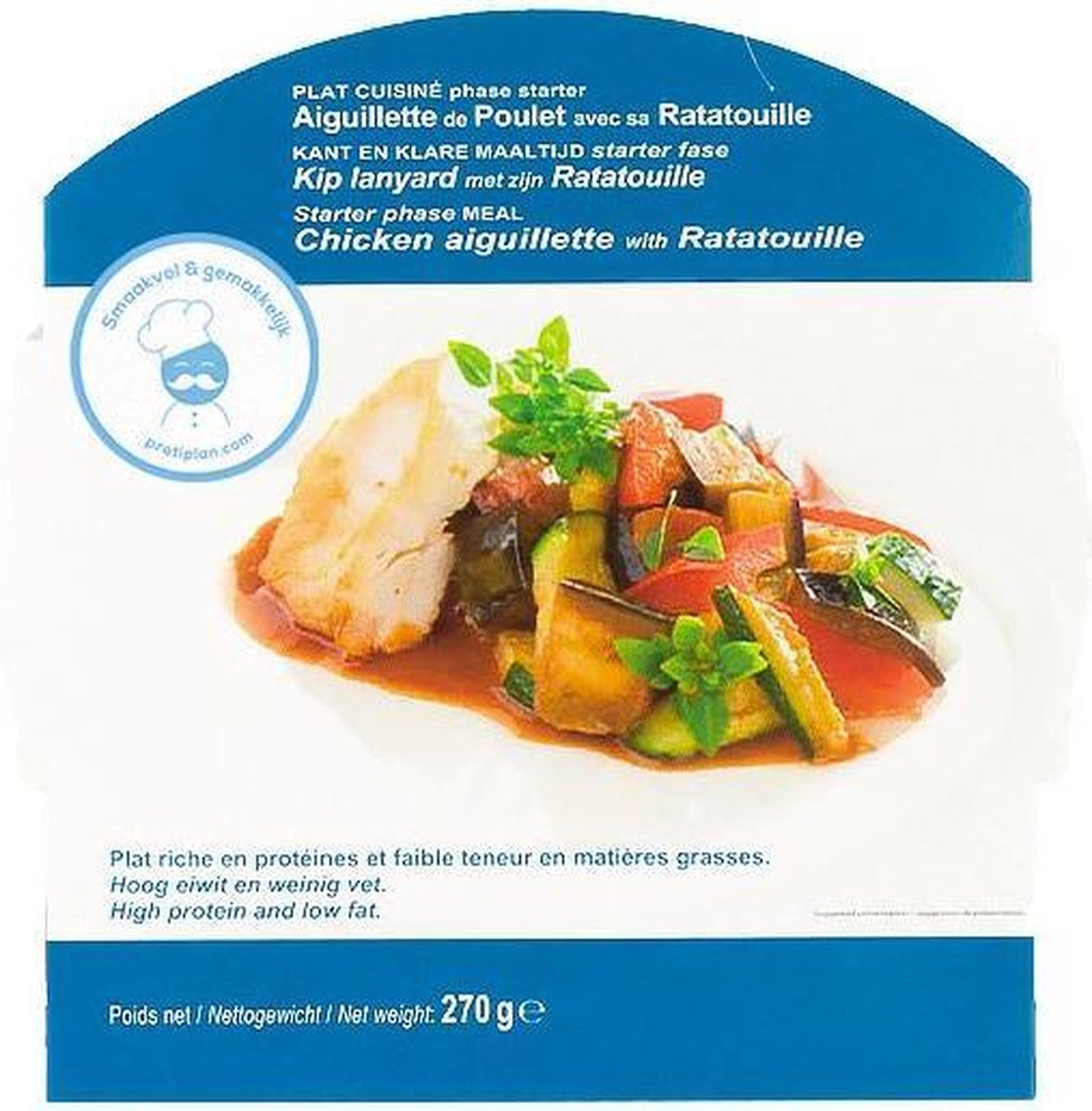 Protiplan | Kip met Ratatouille | Kant-en-Klaar Maaltijd | 1 x 270 gram  | Snel afvallen zonder poespas!