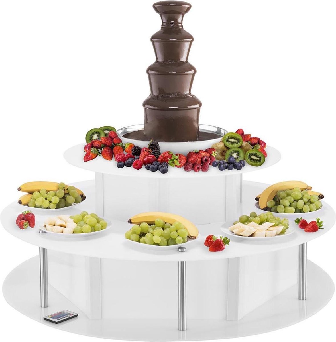 Royal Catering Chocoadefontein set - 4 verdiepingen - 6 kg plus lichttafel