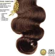 CAIRSTYLING CS635 Super Double INVISIBLE Clip-Ins Human Hair Brown Remy Extensions - 110 Gram 22 Inch / 57 CM Lengte - Trending Onzichtbare Band Haaraanzet - New 2021