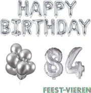 84 jaar Verjaardag Versiering Ballon Pakket Zilver