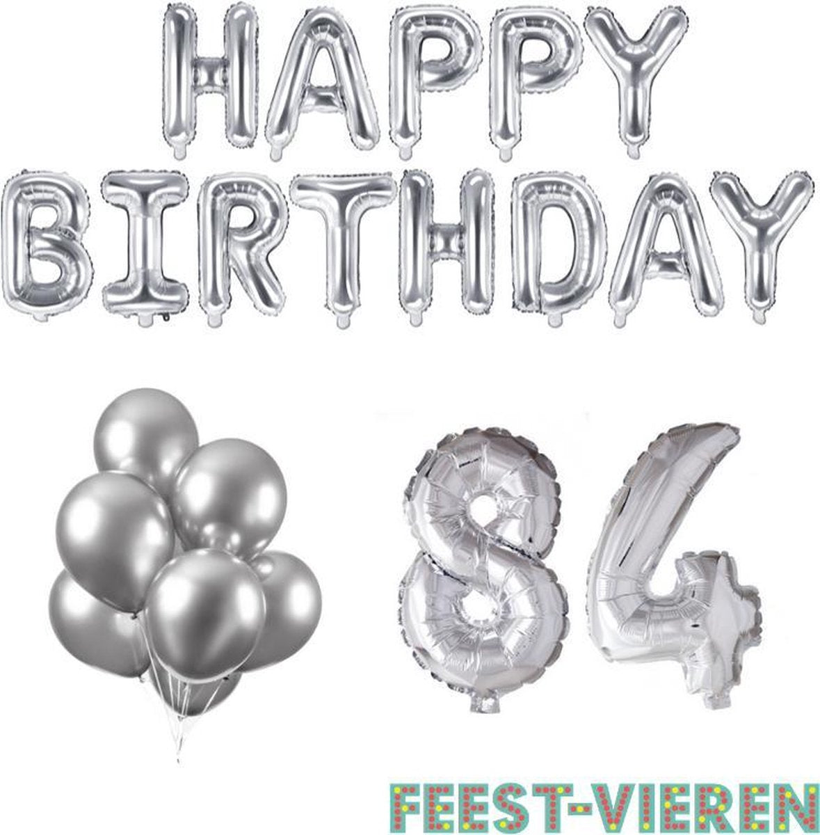 84 jaar Verjaardag Versiering Ballon Pakket Zilver