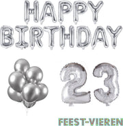 23 jaar Verjaardag Versiering Ballon Pakket Zilver