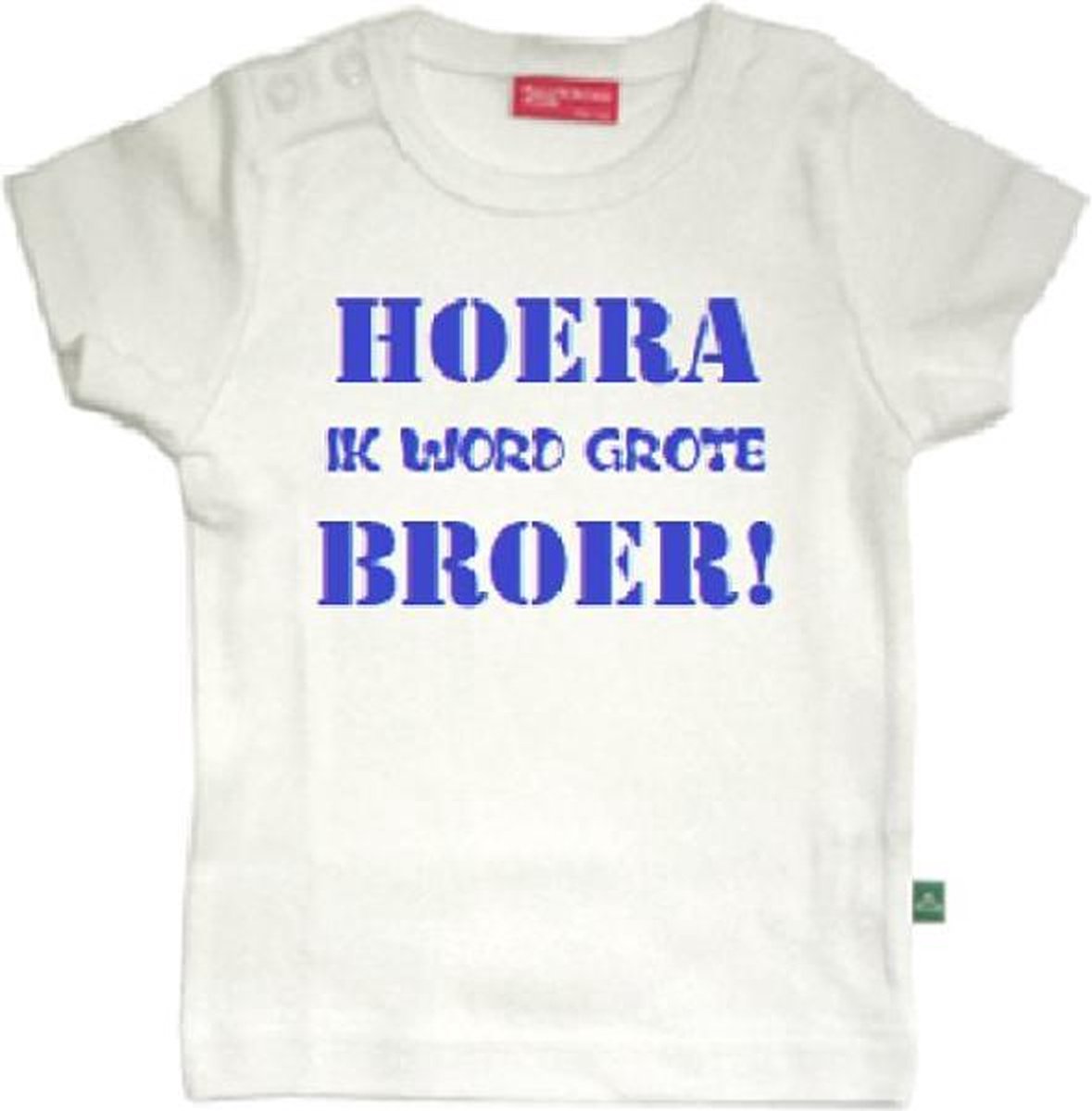 T-shirt korte mouw | Hoera! ik word grote broer| wit | maat 74/80