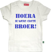 T-shirt korte mouw | Hoera! ik word grote broer| wit | maat 74/80