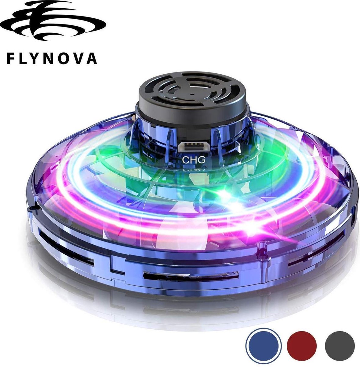 Origineel FlyNova Vliegende Spinner Blauw met LED - Original Flying Fidget Spinner