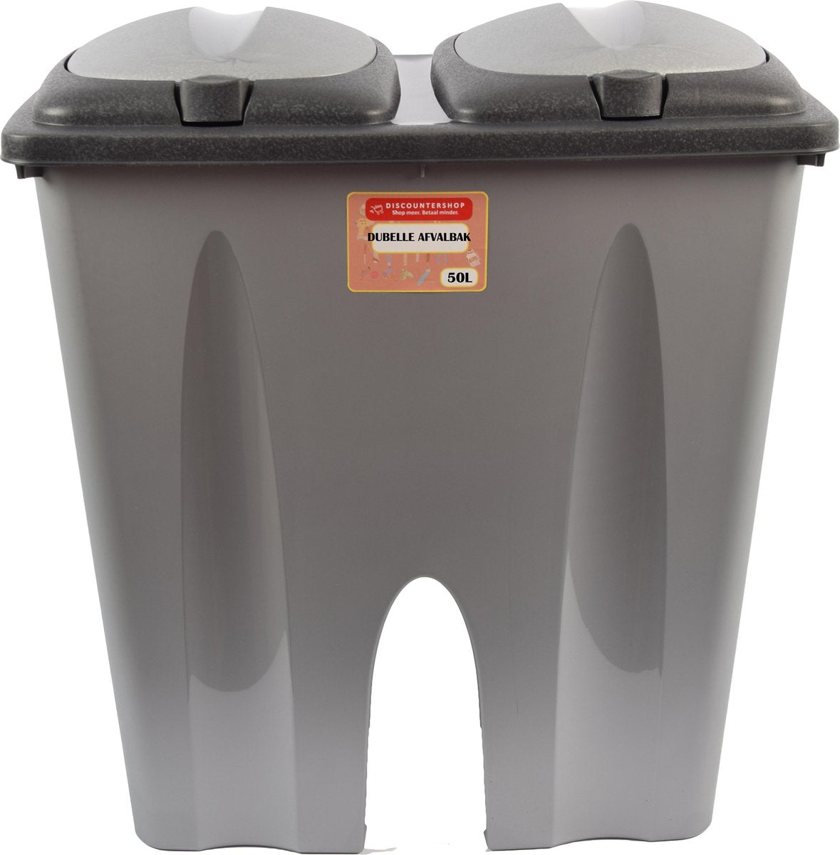 Goedkope dubbele vuilnisbak 2 x 25L recycling - afvalbak met 2 deksel - Maat XL- Zwart- 30 x 49 x 53 cm