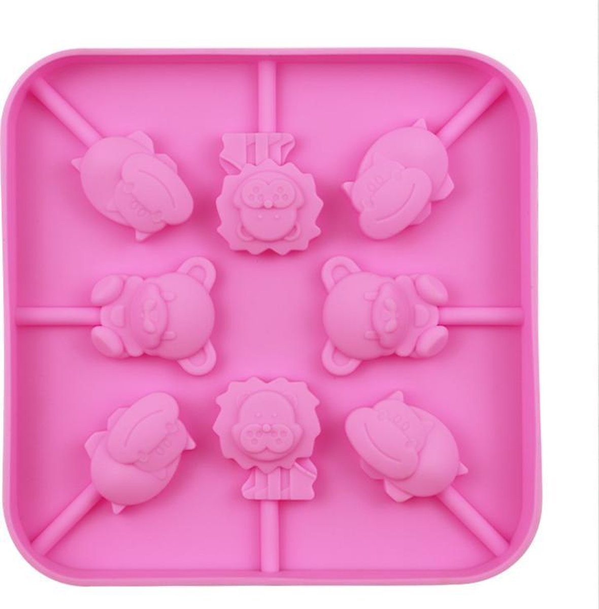 ProductGoods - Siliconen Dierentuin Figuurtjes Bakvorm - 8 Stuks - Dierentuin - Bakvormen