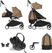 Babyzen YOYO² buggy COMPLEET vanaf de geboorte inclusief YOYO² BeSafe autostoel zwart  en YOYO Bag -  toffee met frame wit